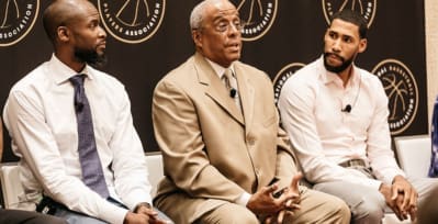William Parham, Ph.D. (center) with Keyon Dooling and Garrett Temple.