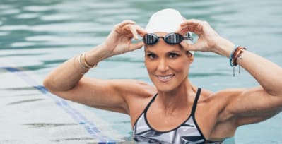 Dara Torres in swimming pool.