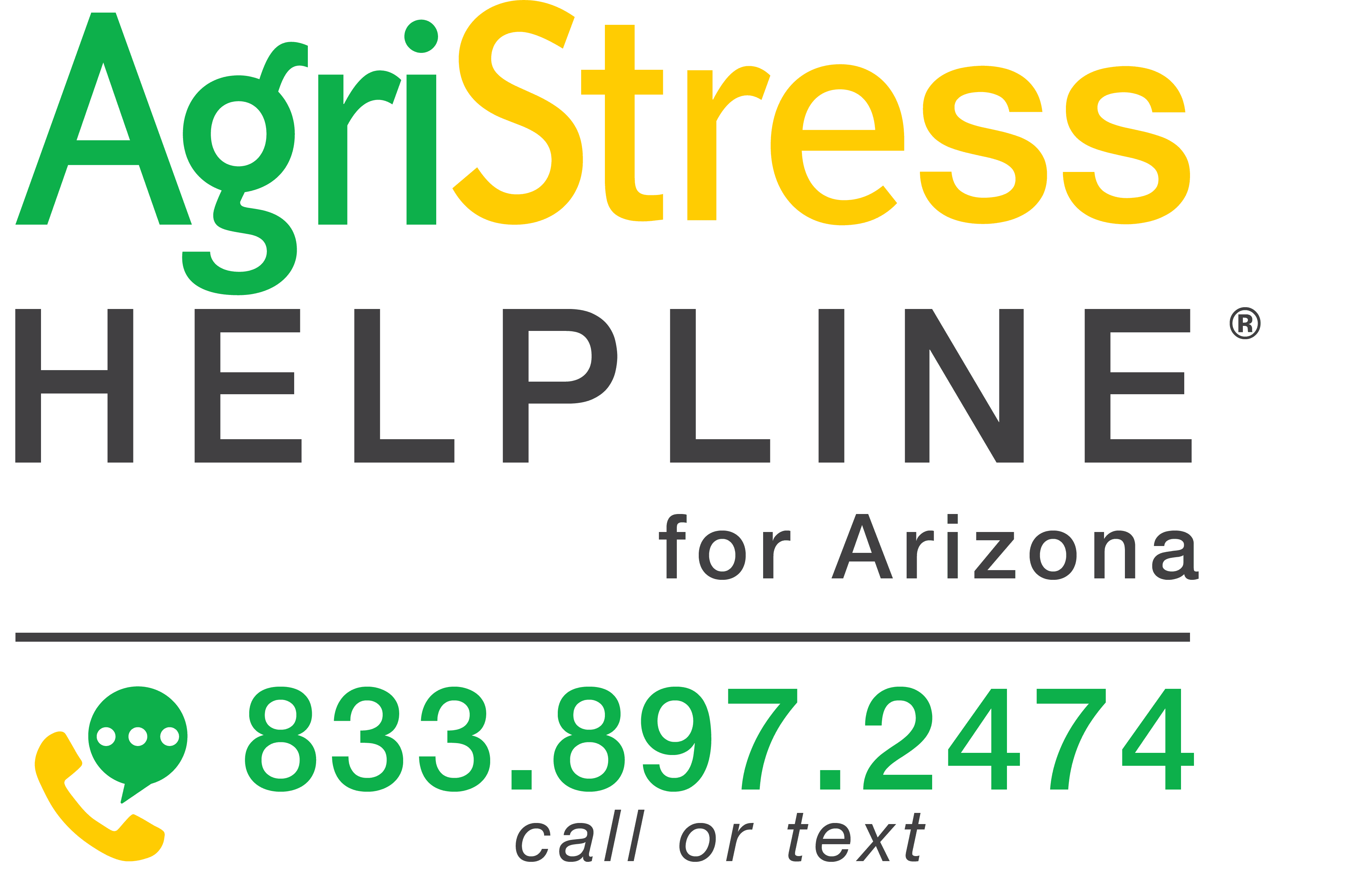 AgriStress Helpline for Arizona 833.897.2474 call or text