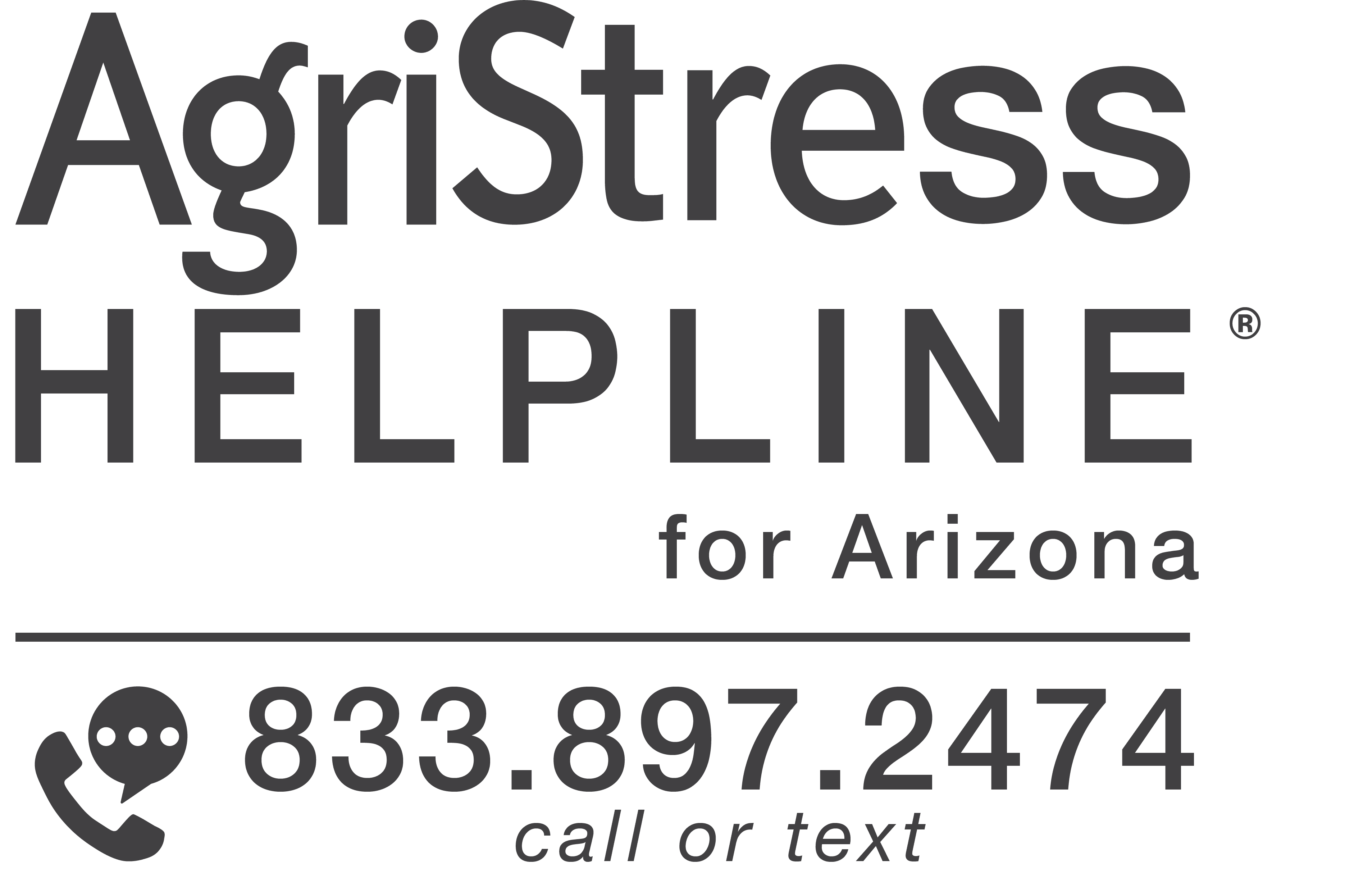 AgriStress Helpline for Arizona 833.897.2474 call or text