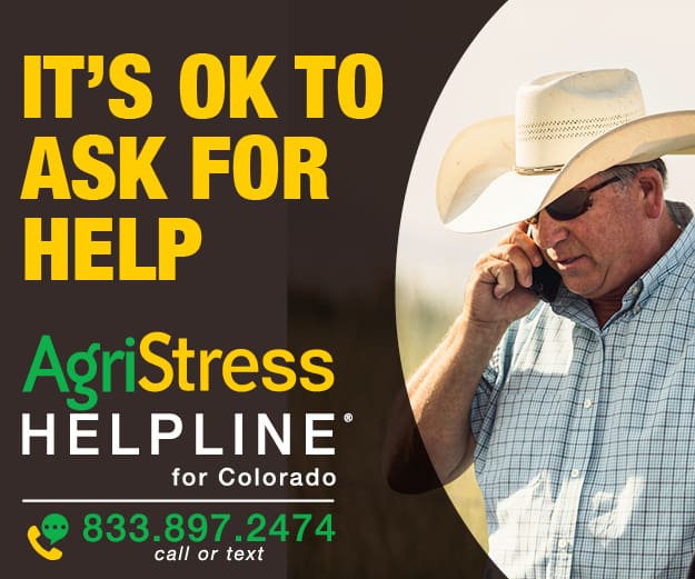 AgriStress Helpline for Colorado 833.897.2474 call or text