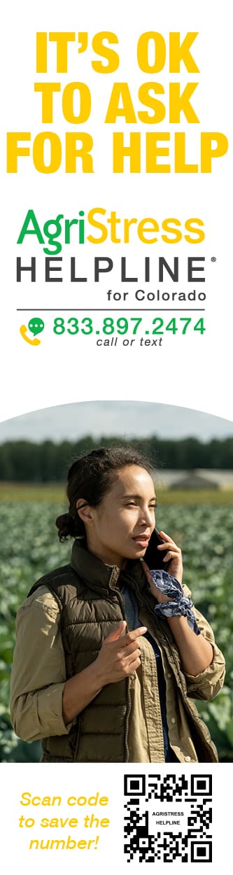 AgriStress Helpline for Colorado 833.897.2474 call or text