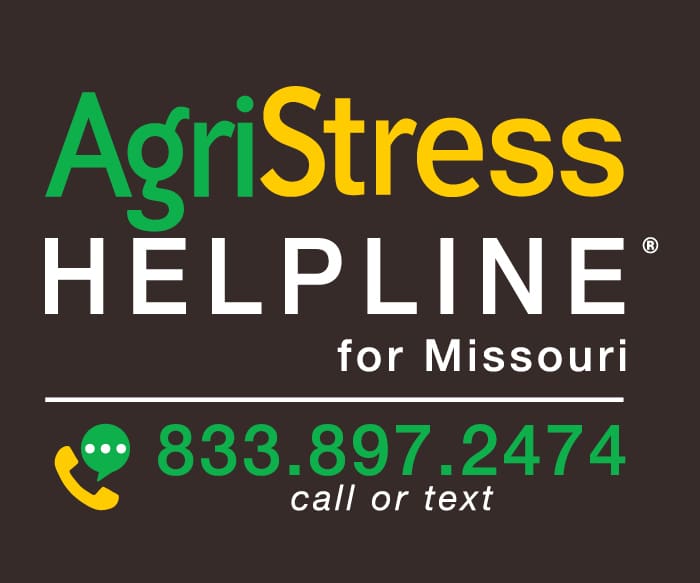 AgriStress Helpline for Missouri 833.897.2474 call or text