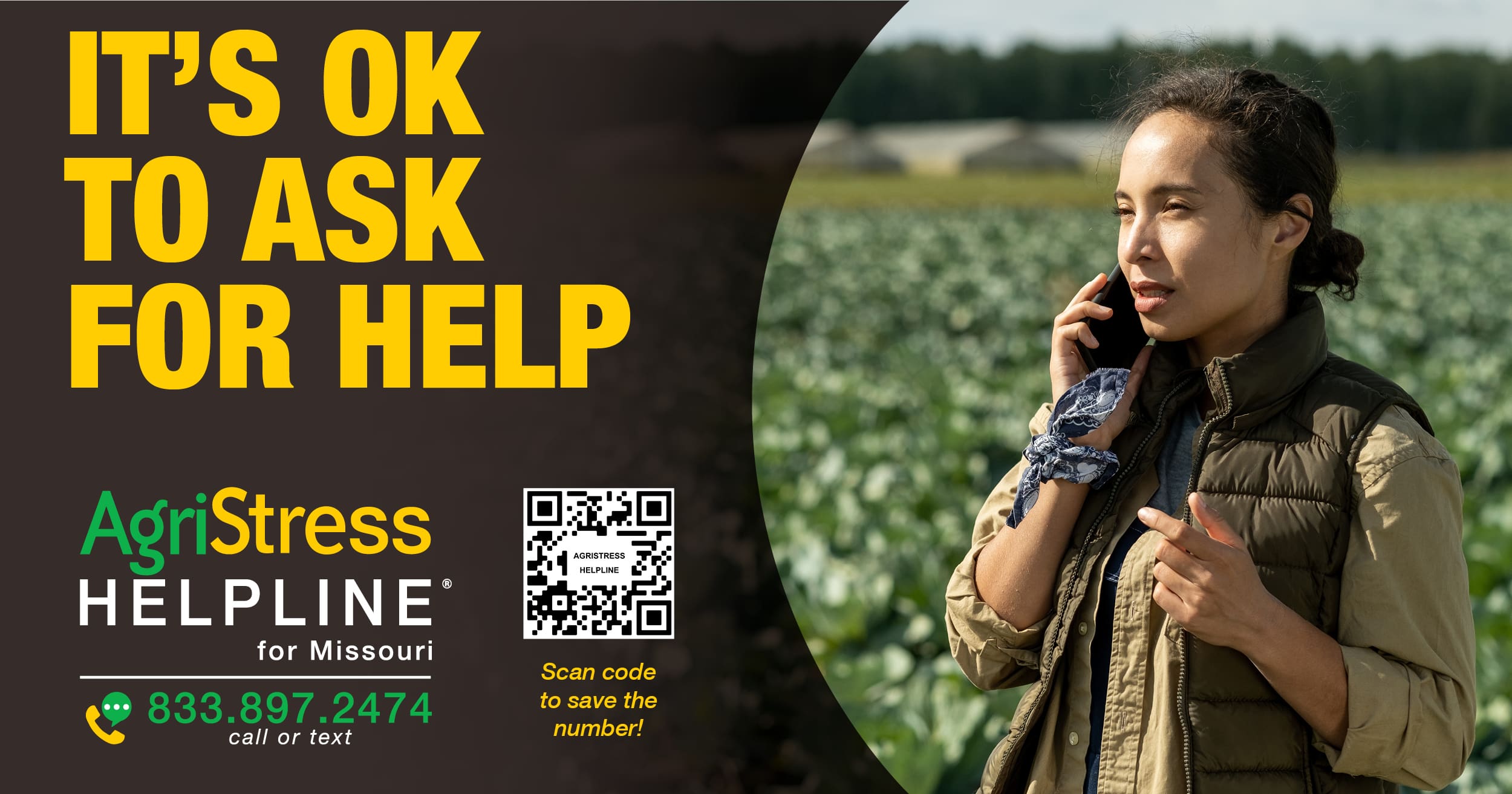 AgriStress Helpline for Missouri 833.897.2474 call or text