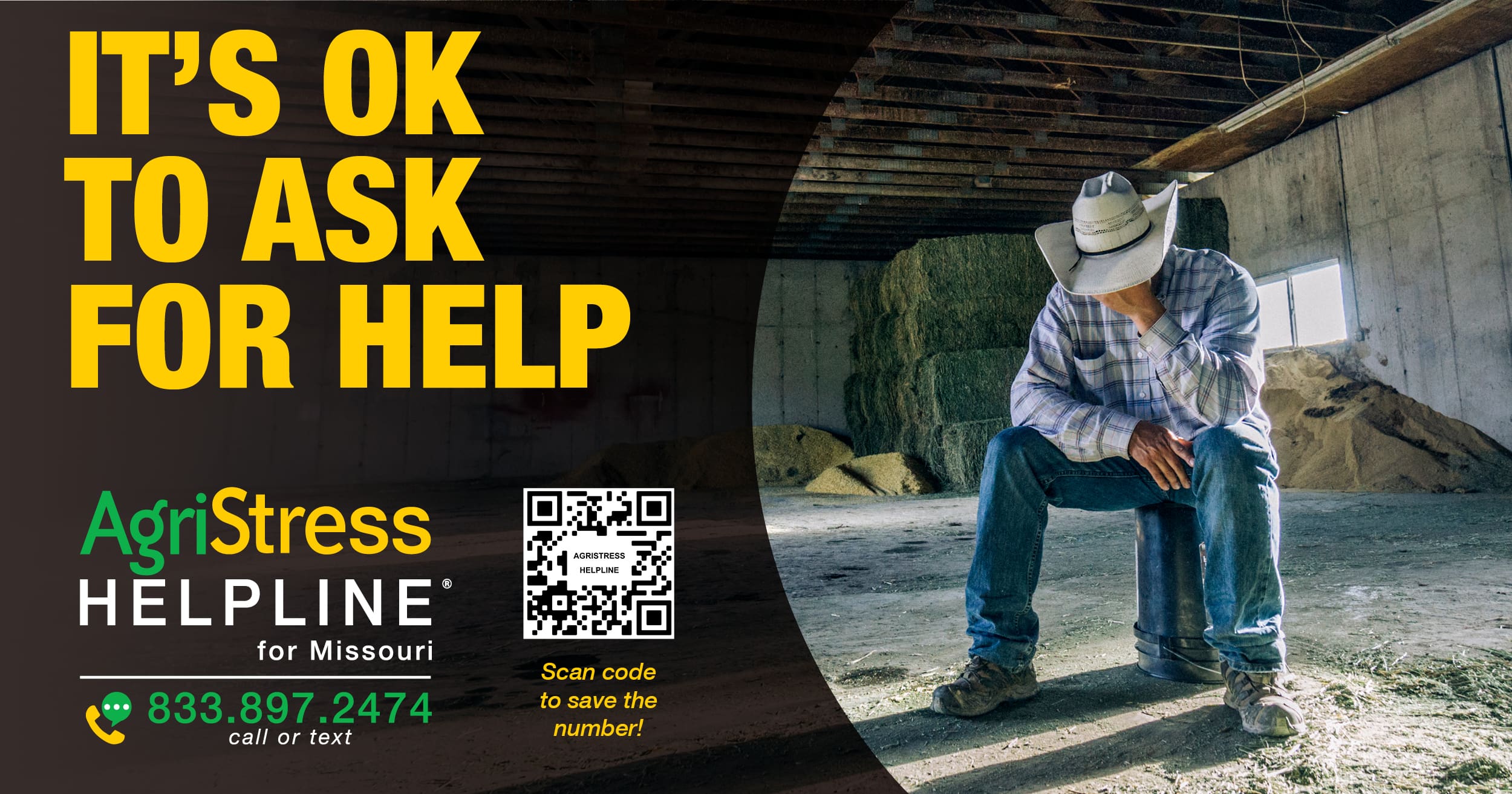 AgriStress Helpline for Missouri 833.897.2474 call or text