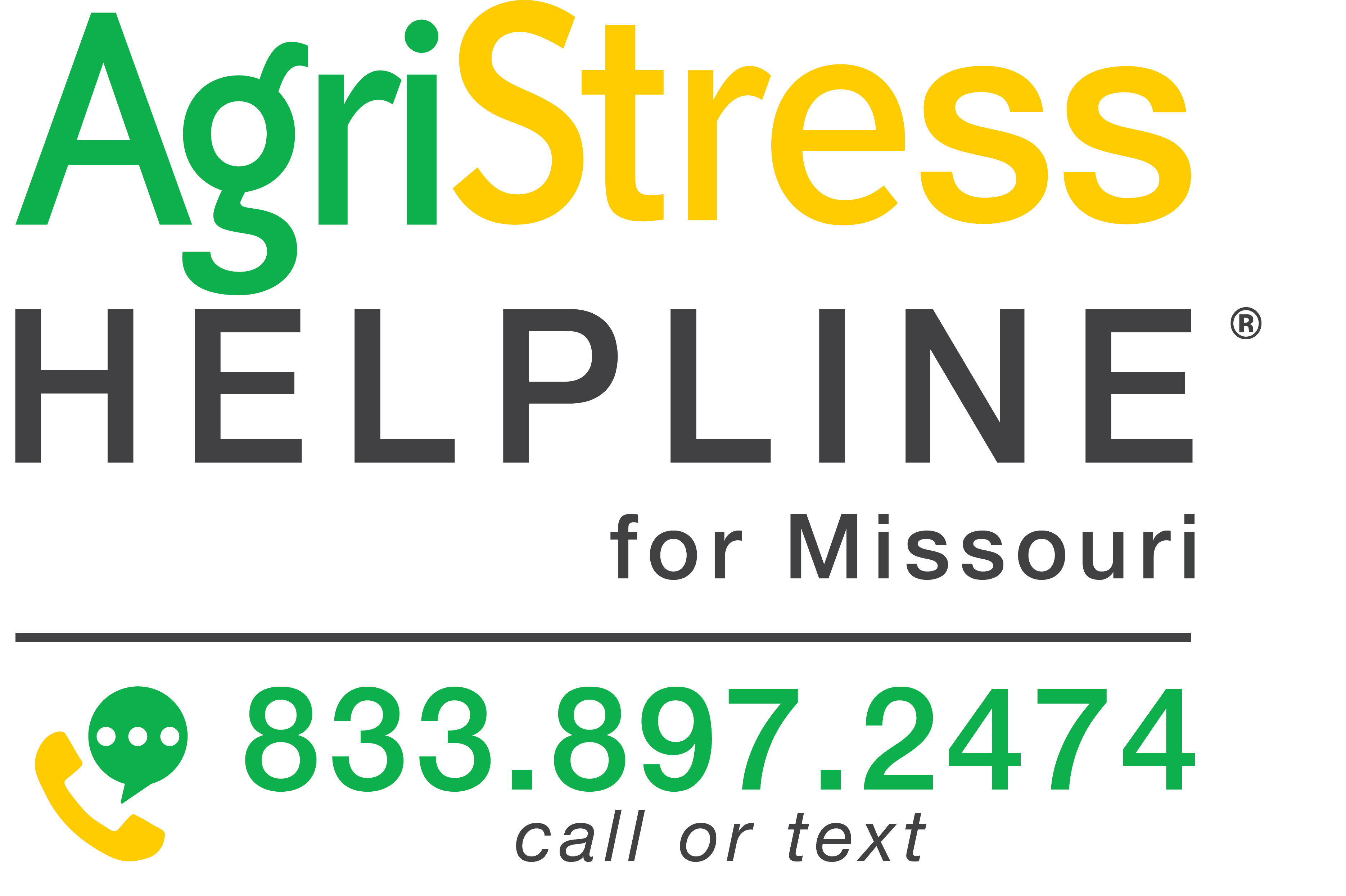 AgriStress Helpline for Missouri 833.897.2474 call or text