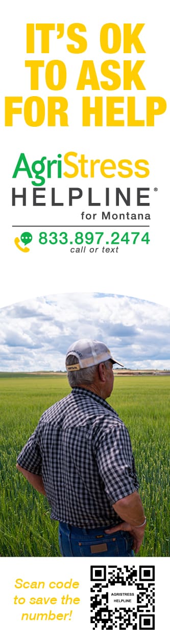 AgriStress Helpline for Montana 833.897.2474 call or text