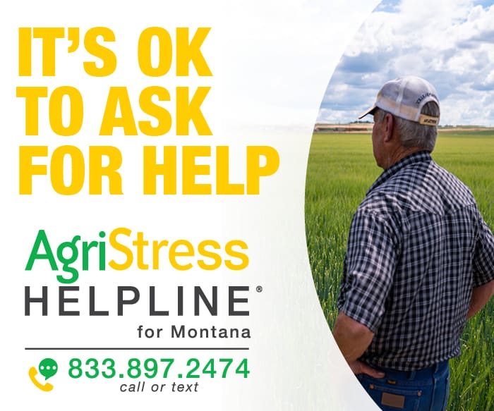AgriStress Helpline for Montana 833.897.2474 call or text