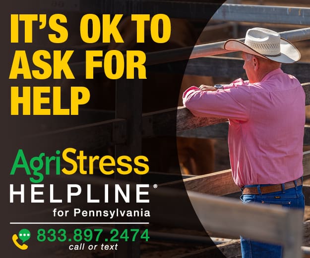 AgriStress Helpline for Pennsylvania 833.897.2474 call or text