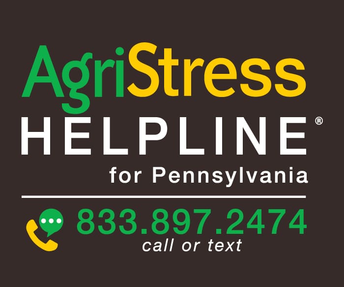 AgriStress Helpline for Pennsylvania 833.897.2474 call or text